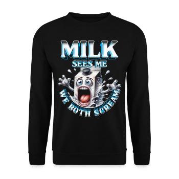 Milchallergie Milk Sees Me We Both Scream - Unisex Sweatshirt - black - Front - Alina (178cm) & Michal (187cm)