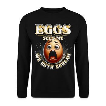 Eiallergie Eggs Sees Me We Both Scream - Unisex Sweatshirt - black - Front - Alina (178cm) & Michal (187cm)
