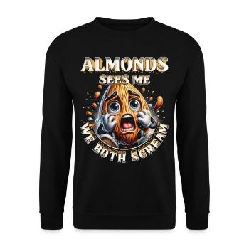 Almondallergie Almonds Sees Me We Both Scream - Unisex Sweatshirt - black - Front - Alina (178cm) & Michal (187cm)
