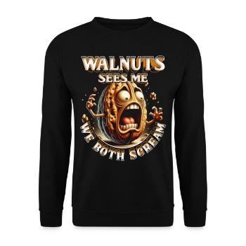 Walnussallergie Walnuts Sees Me We Both Scream - Unisex Pullover - Schwarz - Vorne - Alina (178cm) & Michal (187cm)