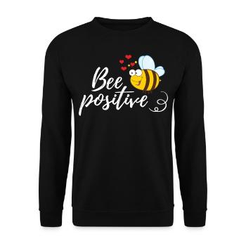Funny Bee Saying Bee Positive - Unisex Sweatshirt - black - Front - Alina (178cm) & Michal (187cm)
