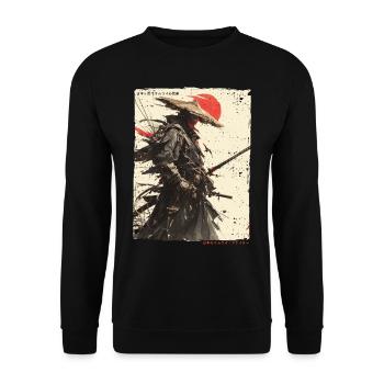 Samurai Fighter - Japanese Ukiyo-e Artwork - Unisex Sweatshirt - black - Front - Alina (178cm) & Michal (187cm)