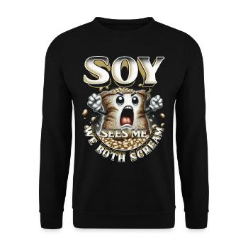 Soy Allergy Soy Sees Me We Both Scream - Unisex Sweatshirt - black - Front - Alina (178cm) & Michal (187cm)