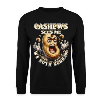 Cashew Allergy Cashews Sees Me We Both Scream - Unisex Sweatshirt - black - Front - Alina (178cm) & Michal (187cm)