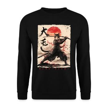 Chat samouraï Kawaii Chat ninja japonais - Sweat-shirt Unisexe - noir - Devant - Alina (178cm) & Michal (187cm)