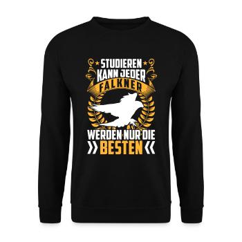 Falkner kann jeder Beizjagd Falknerei - Unisex Pullover - Schwarz - Vorne - Alina (178cm) & Michal (187cm)