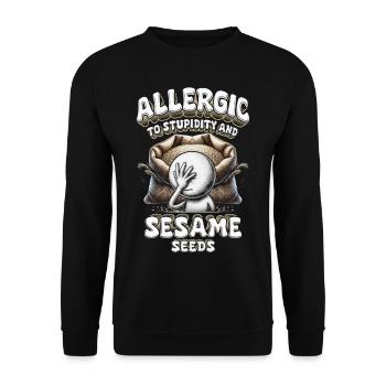 Kapselfrüchteallergie Allergic To Sesame Seeds - Unisex Pullover - Schwarz - Vorne - Alina (178cm) & Michal (187cm)