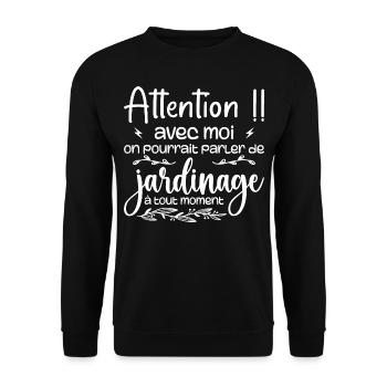 Talk About Gardening Anytime - Gardener Gift - Unisex Sweatshirt - black - Front - Alina (178cm) & Michal (187cm)