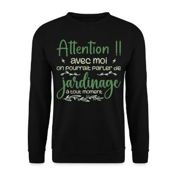 Talk About Gardening Anytime - Gardener Gift - Unisex Sweatshirt - black - Front - Alina (178cm) & Michal (187cm)