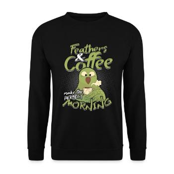 Vogelbeobachtung Ornithologe Feathers & Coffee - Unisex Pullover - Schwarz - Vorne - Alina (178cm) & Michal (187cm)