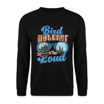 Observation des oiseaux Oiseleur fier et bruyant - Sweat-shirt Unisexe - noir - Devant - Alina (178cm) & Michal (187cm)