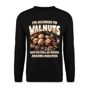 Walnut allergy - Unisex Sweatshirt - black - Front - Alina (178cm) & Michal (187cm)