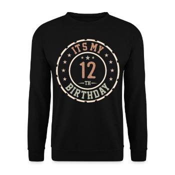 Es ist mein Geschenk zum 12. Geburtstag 12 Jahre - Unisex Pullover - Schwarz - Vorne - Alina (178cm) & Michal (187cm)