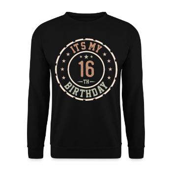 Es ist mein 16. Geburtstag 16 Jahre altes Geschenk - Unisex Pullover - Schwarz - Vorne - Alina (178cm) & Michal (187cm)
