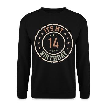Es ist mein Geschenk zum 14. Geburtstag 14 Jahre - Unisex Pullover - Schwarz - Vorne - Alina (178cm) & Michal (187cm)