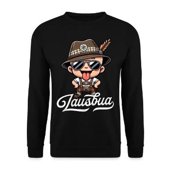Jungen Lausbua T-Shirt Kinder Trachtenshirt Herren - Unisex Pullover - Schwarz - Vorne - Alina (178cm) & Michal (187cm)