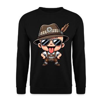 Jungen Trachtenhemd Kinder Trachtenshirt Herren - Unisex Pullover - Schwarz - Vorne - Alina (178cm) & Michal (187cm)