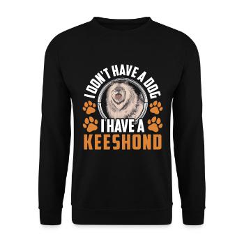 Ich habe einen Wolfsspitz Keeshond - Unisex Pullover - Schwarz - Vorne - Alina (178cm) & Michal (187cm)