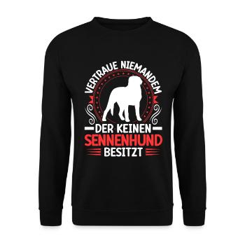 Sennenhund Ich besitze einen Schweizer Sennenhund - Unisex Pullover - Schwarz - Vorne - Alina (178cm) & Michal (187cm)