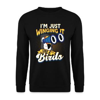 Observation des oiseaux, je ne fais que voler - Sweat-shirt Unisexe - noir - Devant - Alina (178cm) & Michal (187cm)
