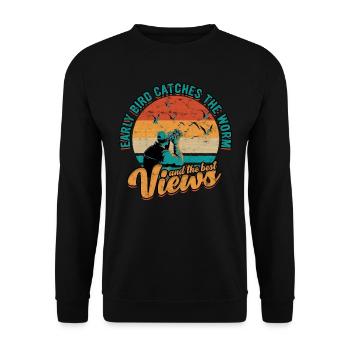 L’oiseau matinal attrape le ver - Sweat-shirt Unisexe - noir - Devant - Alina (178cm) & Michal (187cm)