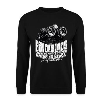 Birdwatching Binoculars in hand birds in sight - Unisex Sweatshirt - black - Front - Alina (178cm) & Michal (187cm)