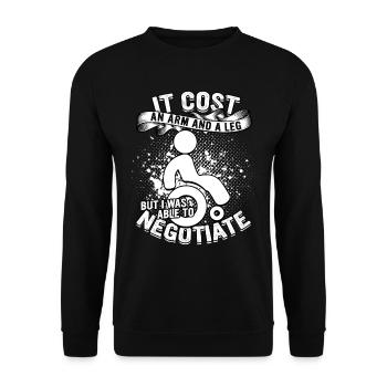 Rollstuhlfahrer It Cost An Arm And A Leg - Unisex Pullover - Schwarz - Vorne - Alina (178cm) & Michal (187cm)