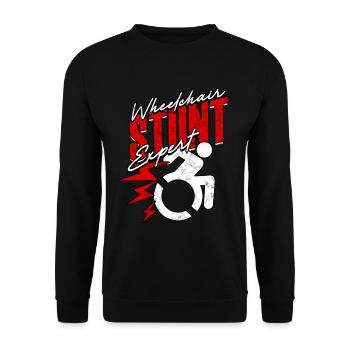 Rollstuhlfahrer Wheelchair Stunt Expert - Unisex Pullover - Schwarz - Vorne - Alina (178cm) & Michal (187cm)