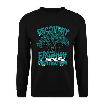 Suchtkrank Recovery Is A Journey Not A Destination - Unisex Pullover - Schwarz - Vorne - Alina (178cm) & Michal (187cm)
