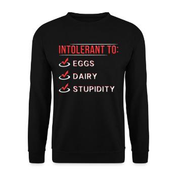 Eiallergie Intolerant To Eggs - Unisex Pullover - Schwarz - Vorne - Alina (178cm) & Michal (187cm)