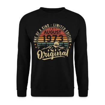 August 1973 Geburtstagsgeschenk 1973 Legenden August - Unisex Pullover - Schwarz - Vorne - Alina (178cm) & Michal (187cm)