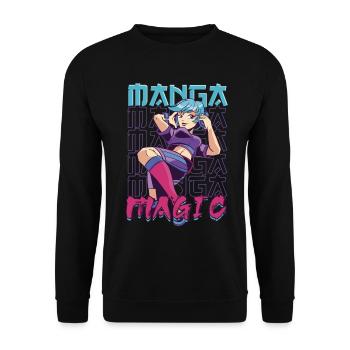 Anime Manga Magic - Unisex Pullover - Schwarz - Vorne - Alina (178cm) & Michal (187cm)