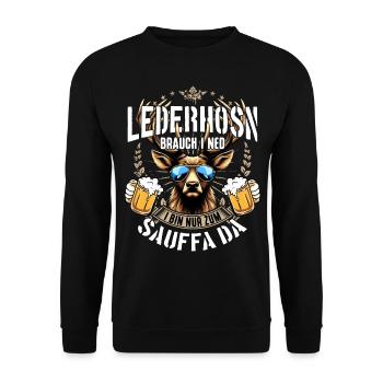 Trachtenshirt Herren Trachten T-Shirt Lederhose - Unisex Pullover - Schwarz - Vorne - Alina (178cm) & Michal (187cm)