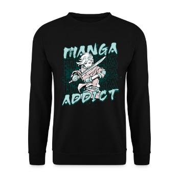 Anime Manga Addict - Unisex Pullover - Schwarz - Vorne - Alina (178cm) & Michal (187cm)