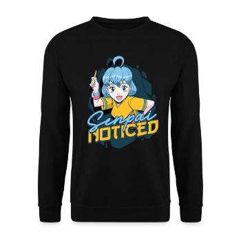 Anime Senpai Noticed - Unisex Pullover - Schwarz - Vorne - Alina (178cm) & Michal (187cm)