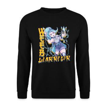 Anime Weeb Warrior - Unisex Pullover - Schwarz - Vorne - Alina (178cm) & Michal (187cm)