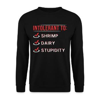 Garnelenallergie Intolerant To Shrimp - Unisex Pullover - Schwarz - Vorne - Alina (178cm) & Michal (187cm)