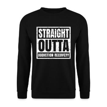 Addicted Straight Outta Addiction Recovery - Unisex Sweatshirt - black - Front - Alina (178cm) & Michal (187cm)