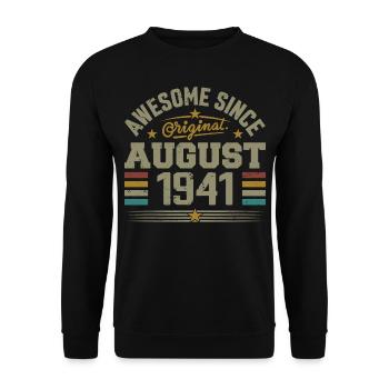 Août 1941 Anniversaire Août 1941 August 1941 Rétro - Sweat-shirt Unisexe - noir - Devant - Alina (178cm) & Michal (187cm)