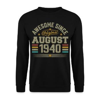 August 1940 Birthday August 1940 August 1940 Retro - Unisex Sweatshirt - black - Front - Alina (178cm) & Michal (187cm)