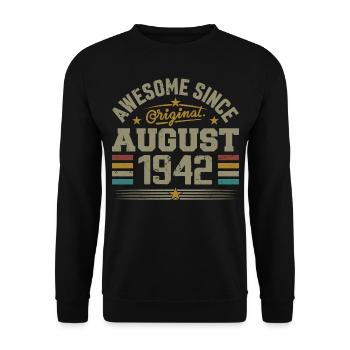 Août 1942 Anniversaire Août 1942 August 1942 Rétro - Sweat-shirt Unisexe - noir - Devant - Alina (178cm) & Michal (187cm)