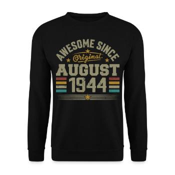 Août 1944 Anniversaire Août 1944 August 1944 Rétro - Sweat-shirt Unisexe - noir - Devant - Alina (178cm) & Michal (187cm)