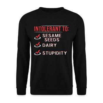 Kapselfrüchteallergie Intolerant To Seeds - Unisex Pullover - Schwarz - Vorne - Alina (178cm) & Michal (187cm)