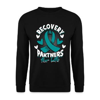Withdrawal Addictive Recovery Partners For Life - Unisex Sweatshirt - black - Front - Alina (178cm) & Michal (187cm)