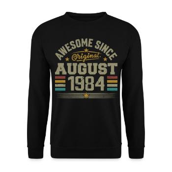 Août 1984 Anniversaire Août 1984 August 1984 Rétro - Sweat-shirt Unisexe - noir - Devant - Alina (178cm) & Michal (187cm)