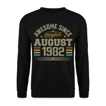 August 1982 Geburtstag August 1982 August 1982 Retro - Unisex Pullover - Schwarz - Vorne - Alina (178cm) & Michal (187cm)