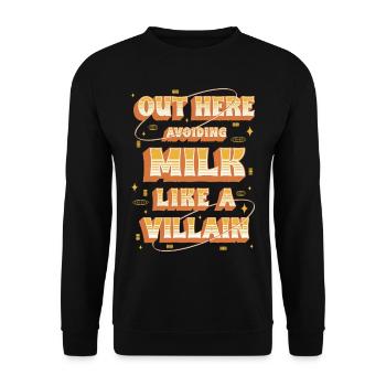 Allergie au lait ici Éviter le lait - Sweat-shirt Unisexe - noir - Devant - Alina (178cm) & Michal (187cm)