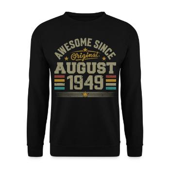 Août 1949 Anniversaire Août 1949 August 1949 Rétro - Sweat-shirt Unisexe - noir - Devant - Alina (178cm) & Michal (187cm)