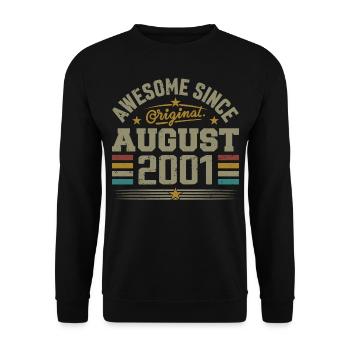 August 2001 Birthday August 2001 August 2001 Retro - Unisex Sweatshirt - black - Front - Alina (178cm) & Michal (187cm)