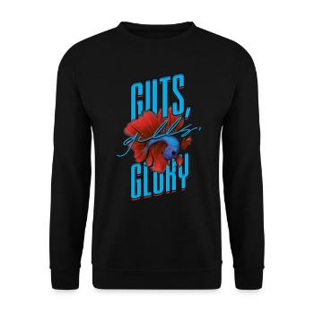 Kampffisch Kampffische Guts Gills Glory - Unisex Pullover - Schwarz - Vorne - Alina (178cm) & Michal (187cm)
